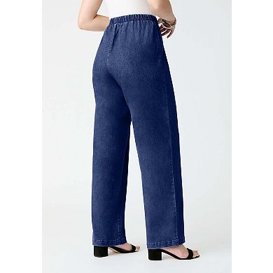 Roaman's Women's Plus Size Comfort Stretch Wide Leg Jean