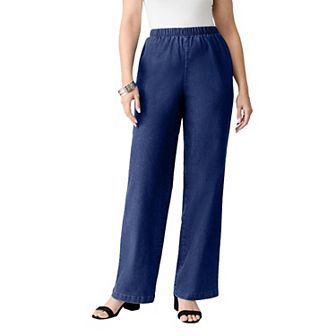 Roaman's Women's Plus Size Plus Size Comfort Stretch Wide Leg Jean