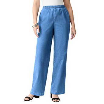 Roaman's Women's Plus Size Comfort Stretch Wide Leg Jean