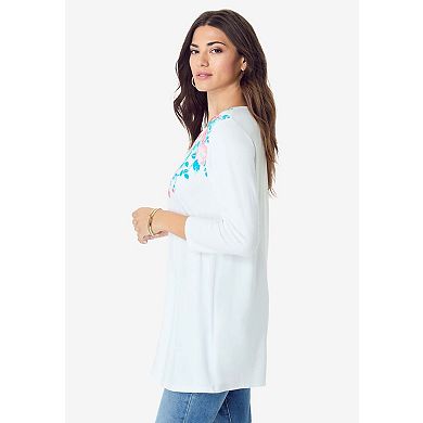 Roaman's Women's Plus Size Criss Cross Ultra Drape Swing Tunic