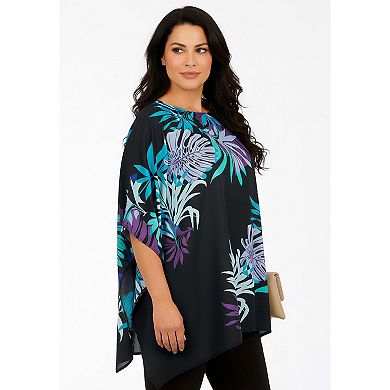 Roaman's Women's Plus Size Georgette Poncho