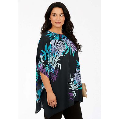 Roaman's Women's Plus Size Georgette Poncho