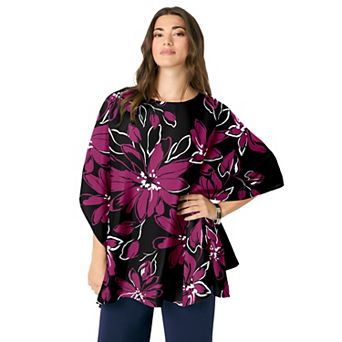 Roaman's Women's Plus Size Georgette Poncho