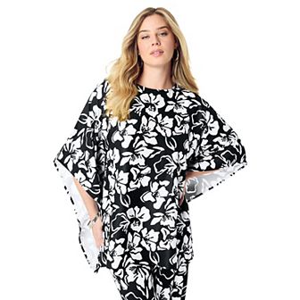Roaman's Women's Plus Size Georgette Poncho