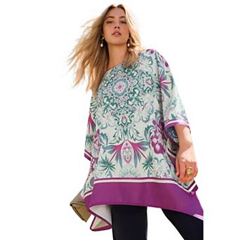 Roaman's Women's Plus Size Georgette Poncho