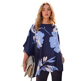 Roaman's Women's Plus Size Georgette Poncho