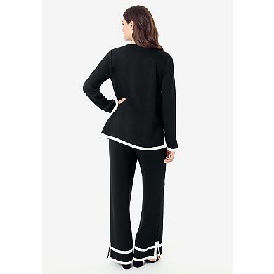 Roaman's Women's Plus Size Colorblock Lounge Set