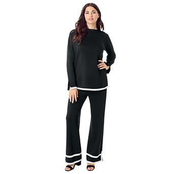 Roaman's Women's Plus Size Colorblock Lounge Set