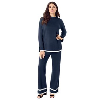 Roaman's Women's Plus Size Colorblock Lounge Set