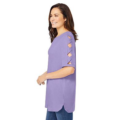 Woman Within Plus Size Cut-Out Sleeve Tunic