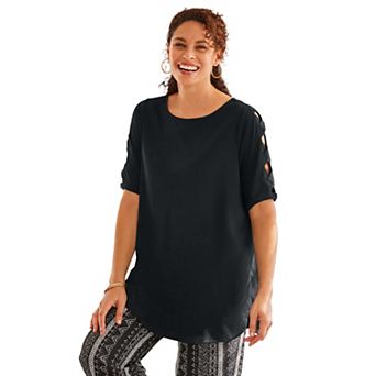 Woman Within Plus Size Cut-Out Sleeve Tunic