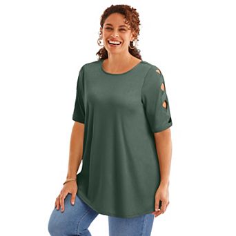 Woman Within Plus Size Cut-Out Sleeve Tunic