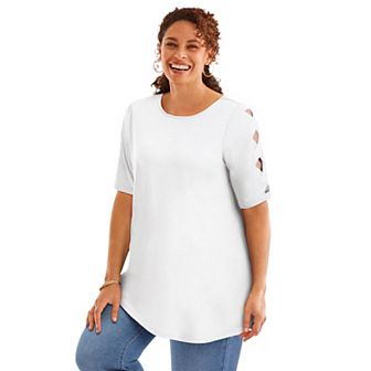 Woman Within Plus Size Cut-Out Sleeve Tunic
