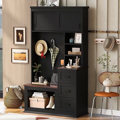 Merax Modern Entryway Bench with Coat Rack