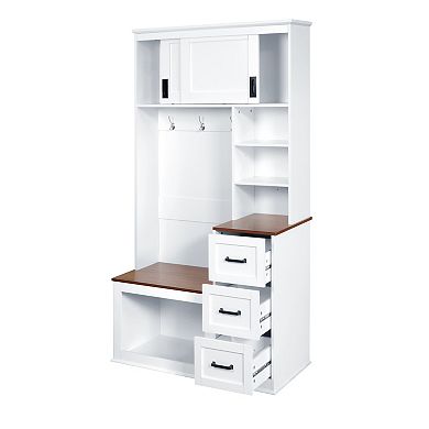 Merax Modern Entryway Bench with Coat Rack