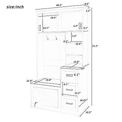 Merax Modern Entryway Bench with Coat Rack