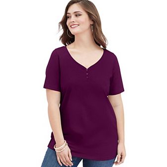 Roaman's Women's Plus Size Ultimate Short Sleeve Sweetheart Tee