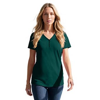 Roaman's Women's Plus Size Ultimate Short Sleeve Sweetheart Tee