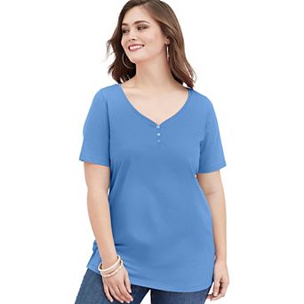 Roaman's Women's Plus Size Ultimate Short Sleeve Sweetheart Tee