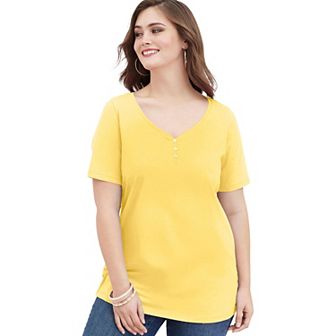Roaman's Women's Plus Size Ultimate Short Sleeve Sweetheart Tee