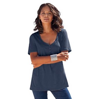 Roaman's Women's Plus Size Ultimate Short Sleeve Sweetheart Tee