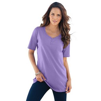 Roaman's Women's Plus Size Ultimate Short Sleeve Sweetheart Tee