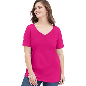 Roaman's Women's Plus Size Ultimate Short Sleeve Sweetheart Tee