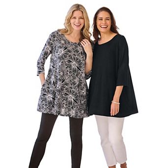 Woman Within Plus Size 2-Pocket Swing Tunic