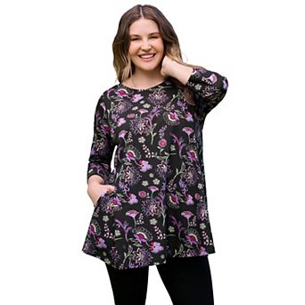 Woman Within Plus Size 2-Pocket Swing Tunic