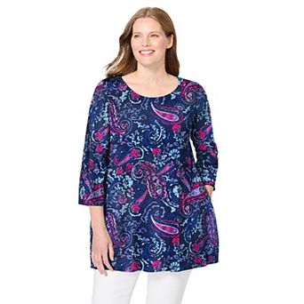 Woman Within Plus Size 2-Pocket Swing Tunic