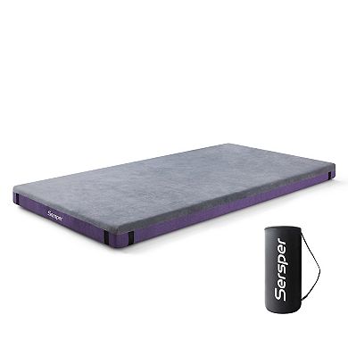 Gel Memory Foam Camping Mattress Sleeping Pad 4 Inch Portable Floor Mat Roll Up