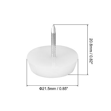 Plastic Nail-On Furniture Glides 100Pcs 21.5mm Dia Table Chair Sofa Leg Floor Protectors White