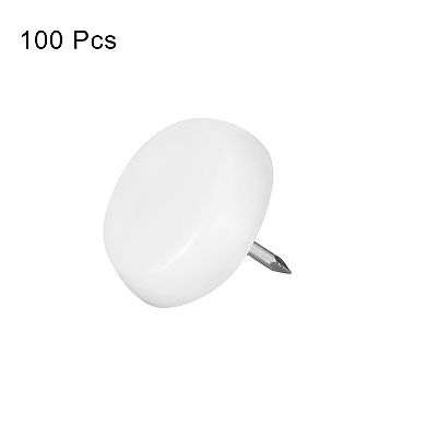 Plastic Nail-On Furniture Glides 100Pcs 21.5mm Dia Table Chair Sofa Leg Floor Protectors White