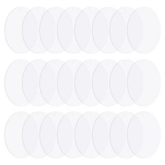 Acrylic Circle Blanks 3 Inch, 24 Pack Round Clear Disc Ornaments with Hole Transparent