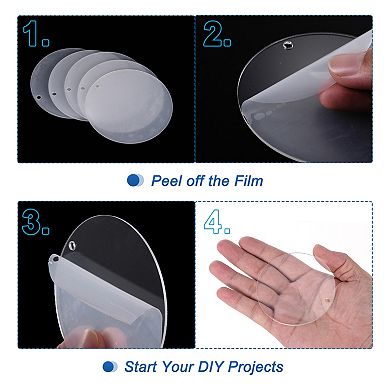 Acrylic Circle Blanks 3 Inch, 24 Pack Round Clear Disc Ornaments with Hole Transparent