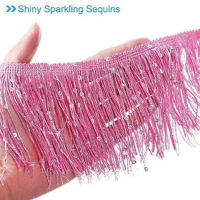 2 Yards of 10cm/4" Sequin Fringe Trim Sparkling DIY Fringe Tassel Trim Ribbon
