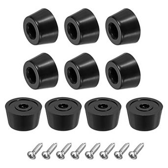 10 pc Rubber Bumper Feet, 0.47"H x 0.83"W Round Pads with Washer and Screws for Furniture