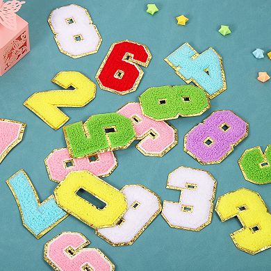 4 Pcs Number Patches Chenille Embroidery Numbers Patches for Clothes