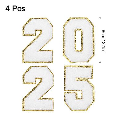 4 Pcs Number Patches Chenille Embroidery Numbers Patches for Clothes