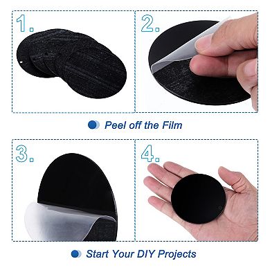 Acrylic Circle Blanks 4 Inch, 12 Pack Round Clear Disc Ornaments with Hole Black
