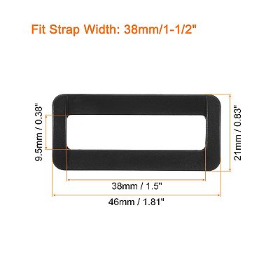 6Pcs Plastic Rectangle Ring, Webbing Belt Buckle Slide Loop for Backpack Straps DIY Accessories
