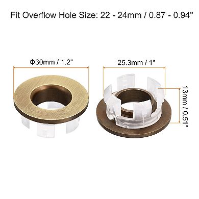 2Pcs 25.3mm Sink Trim Overflow Cover Ring Round Hole Insert in Caps