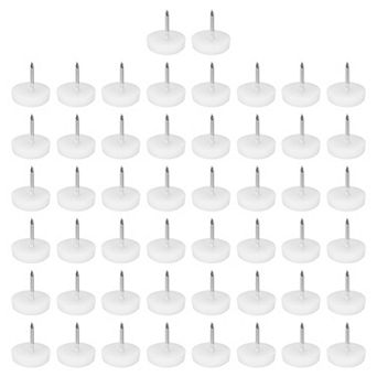 Plastic Nail-On Furniture Glides 50 pc 19.5mm Dia Table Chair Sofa Leg Floor Protectors White