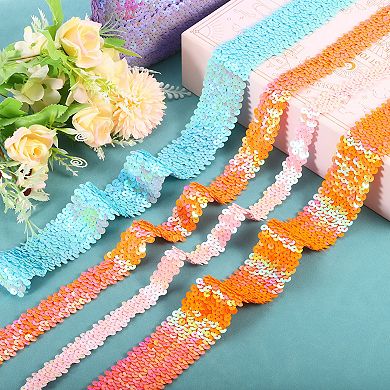 Sequins Trim Stretch Flat Sequin Paillette Fabric Ribbon Trim Strips for Crafts Sewing Costume Dress