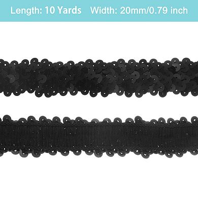 Sequins Trim Stretch Flat Sequin Paillette Fabric Ribbon Trim Strips for Crafts Sewing Costume Dress