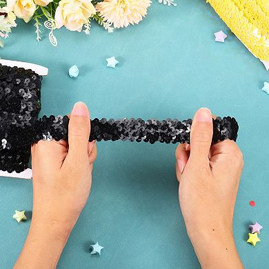 Sequins Trim Stretch Flat Sequin Paillette Fabric Ribbon Trim Strips for Crafts Sewing Costume Dress