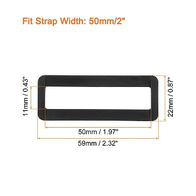 6Pcs Plastic Rectangle Ring, Webbing Belt Buckle Slide Loop for Backpack Straps DIY Accessories