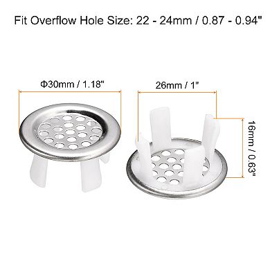 2Pcs Sink Trim Overflow Cover Ring Metal Round Hole Insert in Caps