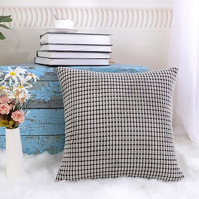 Soft Corduroy Striped Velvet Decorative Throw Pillow Cusion Cover, 18"x18"
