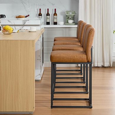24" Bar Stools, Counter Height Bar Stools with Back, Modern PU Leather Barstools
